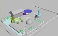 公园广场景观公园休闲小广场3DMAX场景景观模型