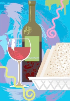 玻璃风格矢量红葡萄酒玻璃瓶的印象风格的材料