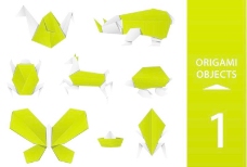 动物创意创意绿色折纸动物矢量素材