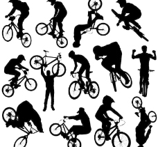 自行车运动自行车越野运动剪影矢量素材