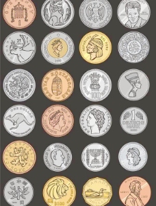 CDR格式纪念币的来自世界各地的矢量素材