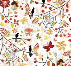 秋天背景秋天的花卉图案的无缝矢量背景