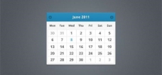 单件简单的最小的日历组件设计PSD