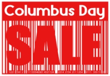 哥伦布日销售图形条码的旗帜