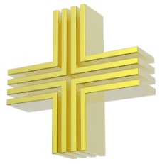 黄金十字架白色隔离