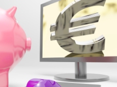 欧元的屏幕显示金融财富和繁荣