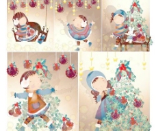 圣诞女孩圣诞节主题韩国iclickart四季的可爱的女孩的相册