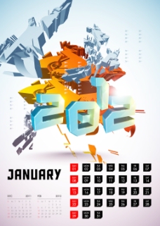 2012—一月日历设计