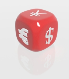 红色货币符号的骰子