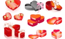 情人礼品情人节心形礼盒矢量素材的情人节礼物的礼品盒弓