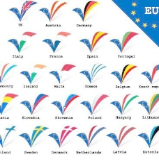 建立欧盟旗帜和标志设计矢量图02