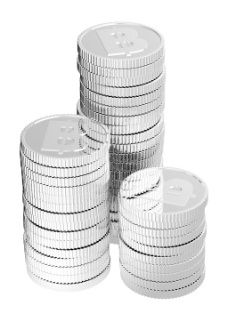 银泰铢硬币堆孤立在白色的背景