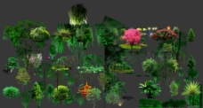 喷泉设计树木灯光亮化素材图片