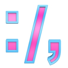 冒号分号期从粉红与蓝色框逗号标志的字母集白色隔离
