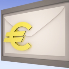 欧元在信封上显示欧洲函授