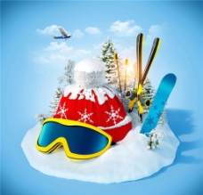滑雪创意广告图片