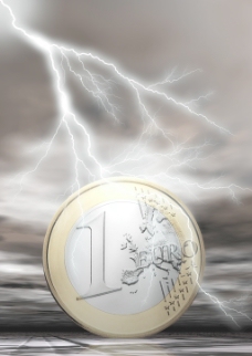 欧元硬币的闪光