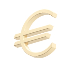 黄金的欧元符号孤立在白色