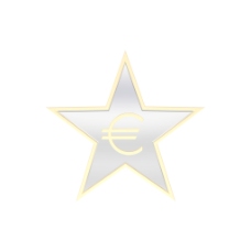 在星孤立在白色标志的金欧元