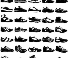 各种运动鞋黑白矢量素材