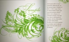 绿色植物底纹书本背景矢量素材