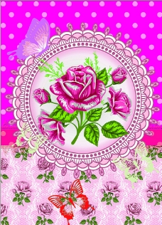 玫瑰 粉色 花圈  花纹图片