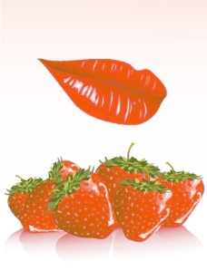 鲜艳欲滴的红唇与草莓