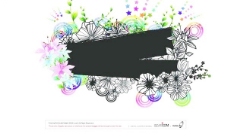 花朵创意素描花朵与蒙版边框等创意矢量素材3
