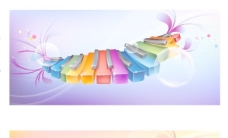 绚丽的钢琴琴键乐器音响音乐娱乐矢量素材