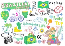 国足手绘巴西旅行向量