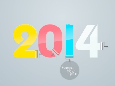 2014新年快乐色漆向量