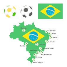 国足巴西足球地图矢量