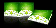 绿色卡通圣诞树贺卡图片