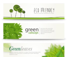 可爱绿色植物横幅矢量素材