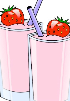 草莓冰沙饮料杯的剪辑艺术