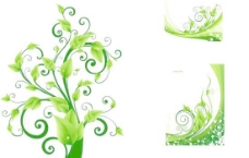 绿色植物花纹花边矢量素材