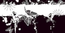 花卉花纹与蝴蝶矢量图