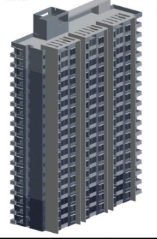 双联排高层住宅楼建筑3D模型