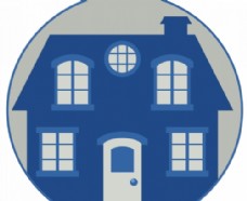 蓝房子矢量图像 