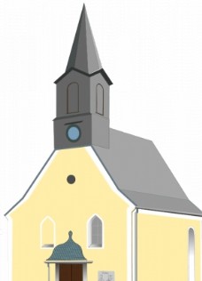 村子的教堂的矢量绘图 