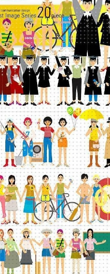 韩国校园生活男女生卡通人物素材图片