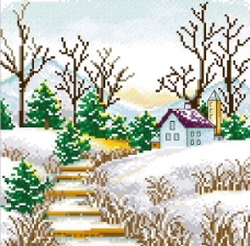 韩国风景之冬十字绣图片