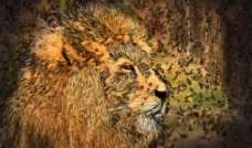 狮子 油画图片