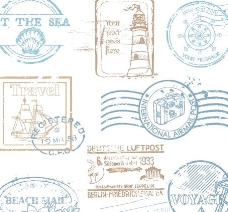 航海类邮戳印章矢量图