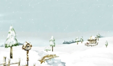 雪景插画图片