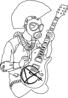 简笔画 AI 摇滚 吉他 防毒面具